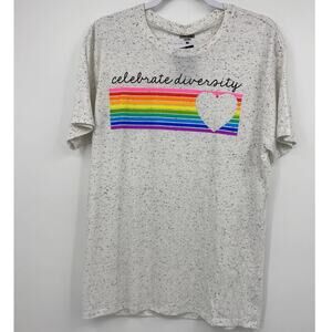 Leisure Lounge Celebrate Diversity Unisex Gray Heathered T-Shirt Top NEW Medium